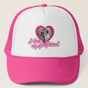 I Love My Girlfriend Personalised Custom Photo Trucker Hat
