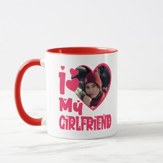 I Love My Girlfriend Personalised Photo Mug (Left)