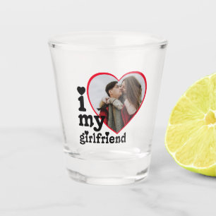 I Love My Girlfriend Personalised Photo Shot Glass