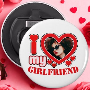 I Love My Girlfriend Personalised Photo Text Bottle Opener