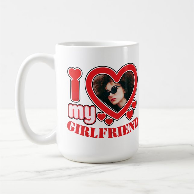I Love My Girlfriend Personalised Photo Text Coffee Mug (Left)