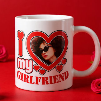 I Love My Girlfriend Personalised Photo Text Large Coffee Mug