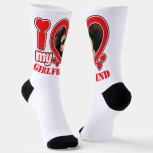 I Love My Girlfriend Personalised Photo Text Socks