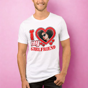 I Love My Girlfriend Personalised Photo Text Tri-Blend Shirt
