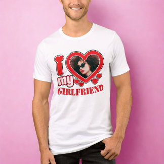I Love My Girlfriend Personalised Photo Text Tri-Blend Shirt