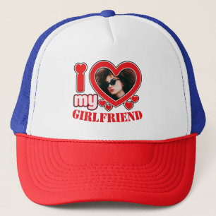I Love My Girlfriend Personalised Photo Text Trucker Hat