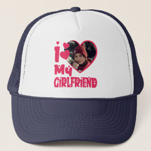 I Love My Girlfriend Personalised Photo Trucker Hat