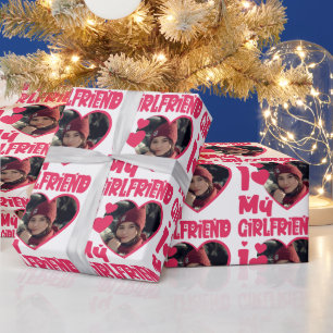 I Love My Girlfriend Personalised Photo Wrapping Paper