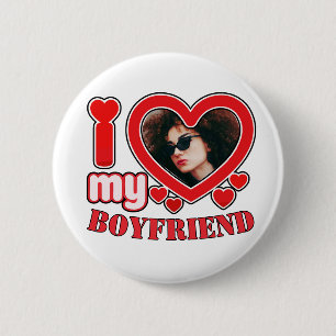 I Love My Girlfriend Personalized Photo 6 Cm Round Badge
