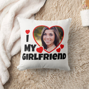 I Love My Girlfriend Personalized Photo Cushion