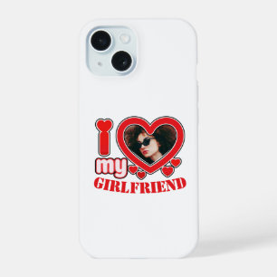 I Love My Girlfriend Personalized Photo Text iPhone 15 Case