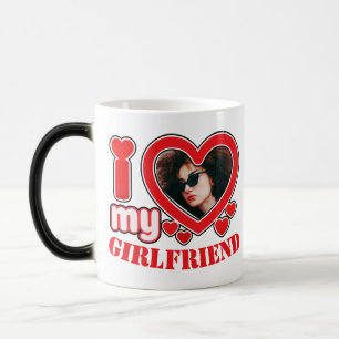 I Love My Girlfriend Personalized Photo Text Magic Mug