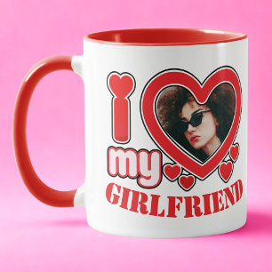 I Love My Girlfriend Personalized Photo Text Mug