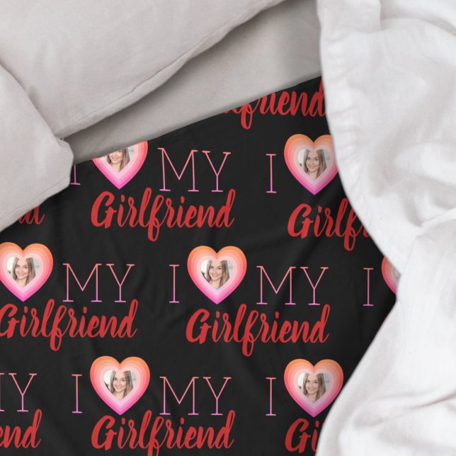 I Love My Girlfriend Photo Black Fleece Blanket (Creator Uploaded)