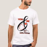 I Love My Girlfriend Photo Custom T-Shirt<br><div class="desc">Unique special T-shirt -- "YOU AND ME" with your photo and red heart and fancy ampersand to highlight your connection. Express your love and affection with style and make today special. Great gift for birthdays or holidays. Any design questions, just send an email to charmdesignstudio@rcn.com and we'll be delighted to...</div>