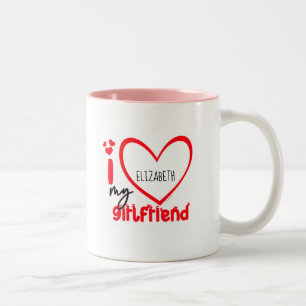 I Love My Girlfriend Photo Gift Classic Mug, 11 oz Two-Tone Coffee Mug