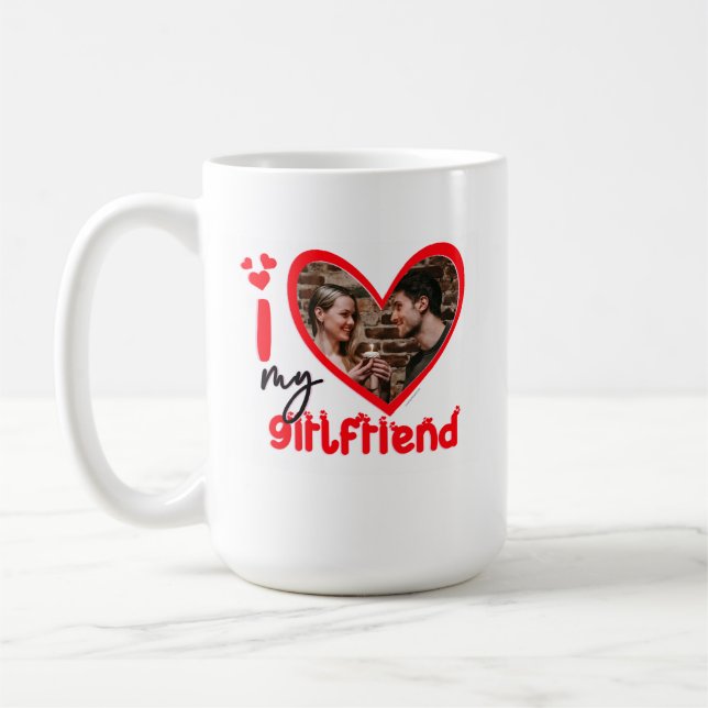I Love My Girlfriend Photo Gift Coffee Mug (Left)