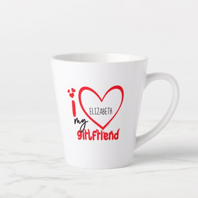 I Love My Girlfriend Photo Gift  Latte Mug (Right)