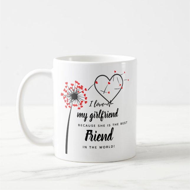 I Love My Girlfriend PHOTO Gift Personalised Heart Coffee Mug (Left)