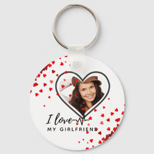 I Love My Girlfriend PHOTO Gift Personalised Heart Key Ring