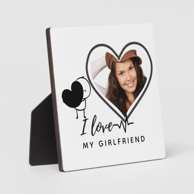 I Love My Girlfriend PHOTO Gift Personalised Heart Plaque (Front)
