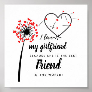 I Love My Girlfriend PHOTO Gift Personalised Heart Poster
