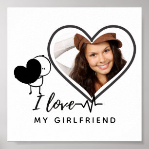 I Love My Girlfriend PHOTO Gift Personalised Heart Poster