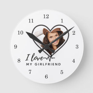 I LOVE MY GIRLFRIEND  Photo Gift Personalised Round Clock