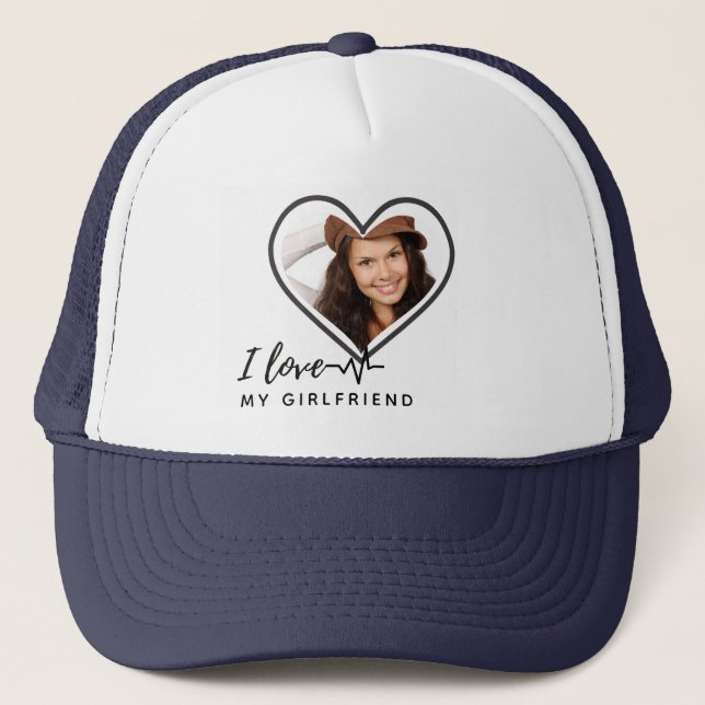 I LOVE MY GIRLFRIEND  Photo Gift Personalised Trucker Hat (Front)