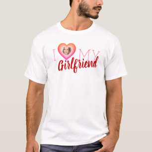 I Love My Girlfriend Photo Heart White Men's Shirt