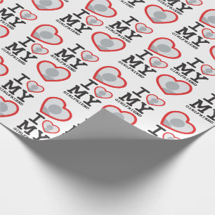 I love my girlfriend photo hearts wrapping paper