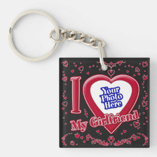 I Love My Girlfriend Photo Red Black Key Ring
