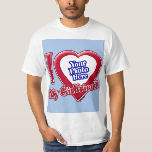 I Love My Girlfriend Photo Red Heart Baby Blue T-Shirt