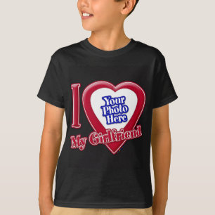 I Love My Girlfriend Photo Red Heart Black T-Shirt