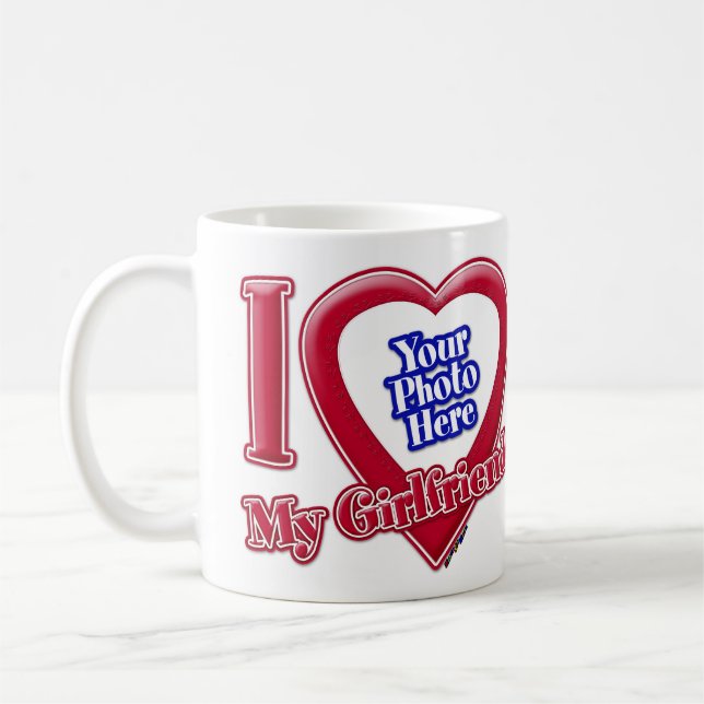 I Love My Girlfriend Photo Red Heart Coffee Mug (Left)