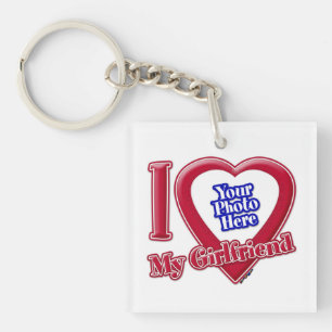 I Love My Girlfriend Photo Red Heart Key Ring