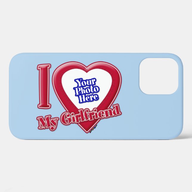 I Love My Girlfriend Photo Red Heart Light Blue Case-Mate iPhone Case (Back (Horizontal))