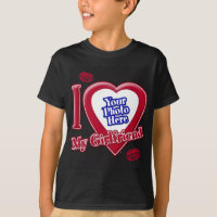 I Love My Girlfriend Photo Red Heart Lips Black T-