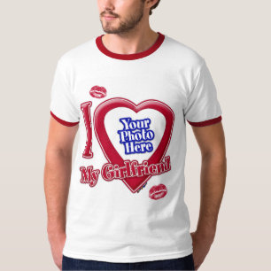 I Love My Girlfriend Photo Red Heart Lips T-Shirt