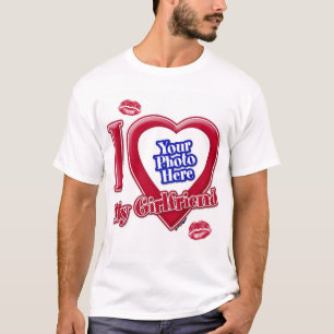 I Love My Girlfriend Photo Red Heart Lips T-Shirt
