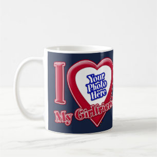 I Love My Girlfriend Photo Red Heart Navy Blue Coffee Mug