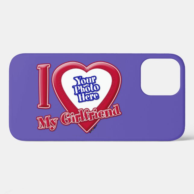 I Love My Girlfriend Photo Red Heart Purple Case-Mate iPhone Case (Back (Horizontal))