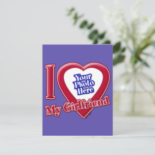 I Love My Girlfriend Photo Red Heart Purple Holiday Card