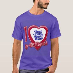 I Love My Girlfriend Photo Red Heart Purple T-Shirt