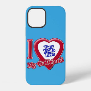 I Love My Girlfriend Photo Red Heart Teal iPhone 12 Case