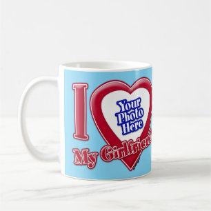 I Love My Girlfriend Photo Red Heart Turquoise Coffee Mug