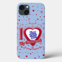 I Love My Girlfriend Photo Red Hearts Baby Blue