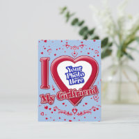 I Love My Girlfriend Photo Red Hearts Baby Blue