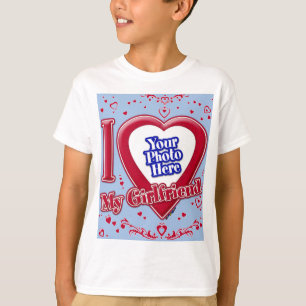 I Love My Girlfriend Photo Red Hearts Baby Blue T-Shirt