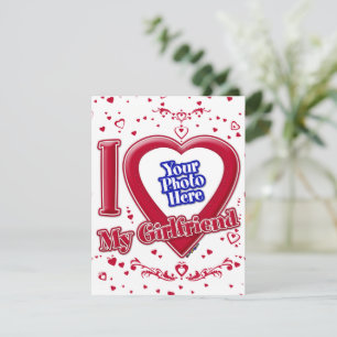 I Love My Girlfriend Photo Red Hearts Holiday Card